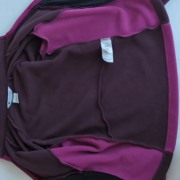 Columbia Fleece Zip Up Color Block Jacket MEDIUM Brown Mauve - Picture 10 of 16